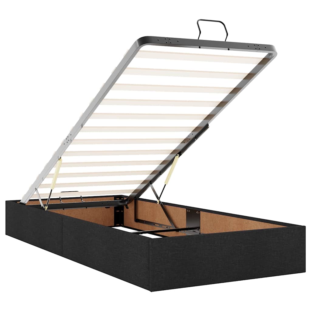 Otomanski okvir kreveta s madraca crni 90x190cm od tkanine