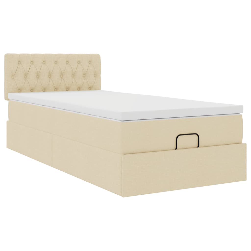 Otomanski okvir kreveta s madraca krem 90x190cm od tkanine