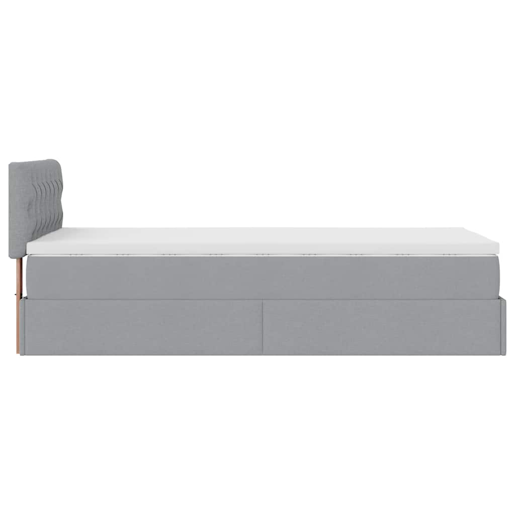 Otomanski krevet s madracem svijetlosivi 90x200 cm tkanine