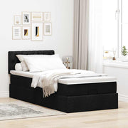 Otomanski krevet s madracem crni 90x200 cm tkanine