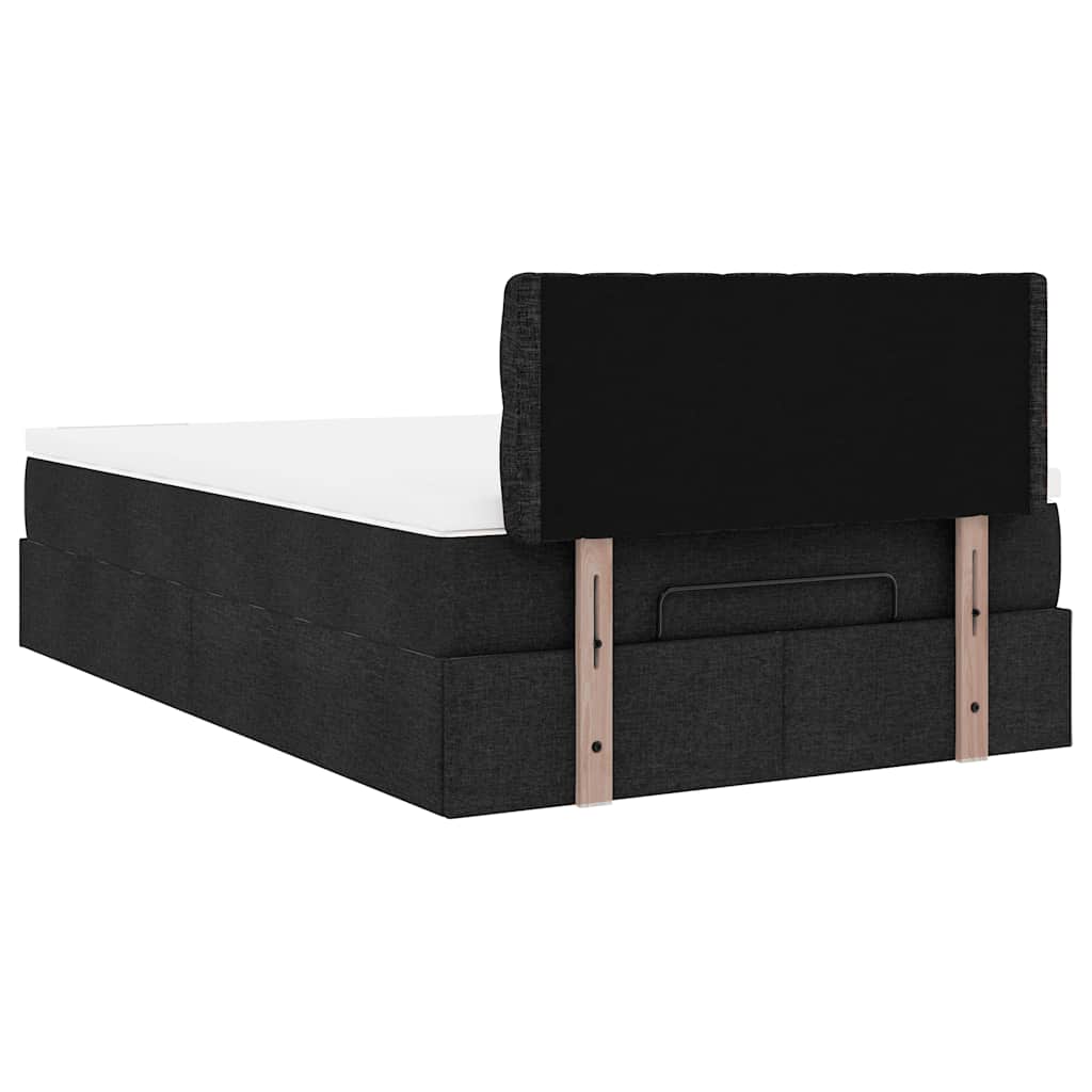 Otomanski krevet s madracem crni 120x190 cm tkanine
