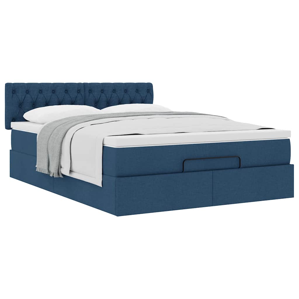 Otomanski krevet s madracem plavi 140x190cm od tkanine