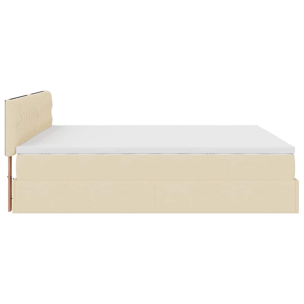 Otomanski krevet s madracem krem 160x200 cm od tkanine