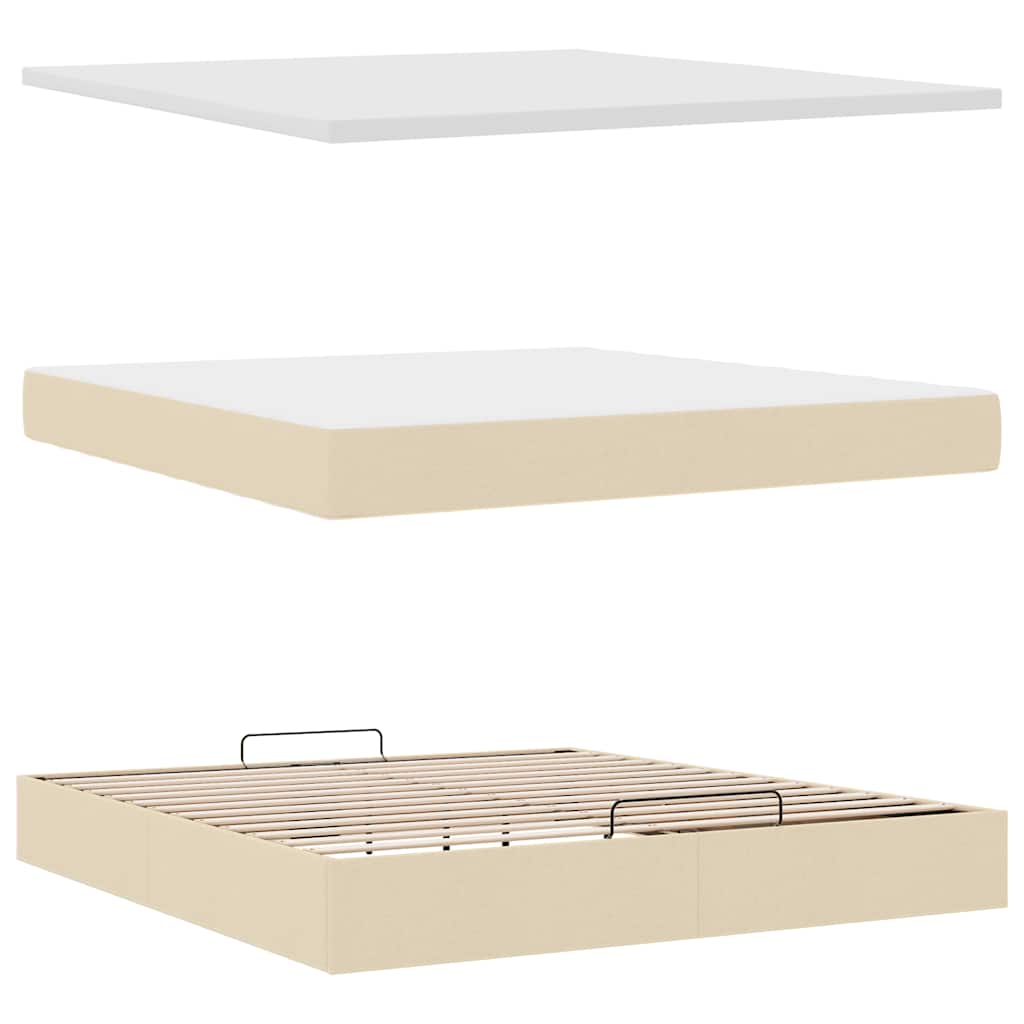 Otomanski krevet s madracem krem 180x200cm od tkanine