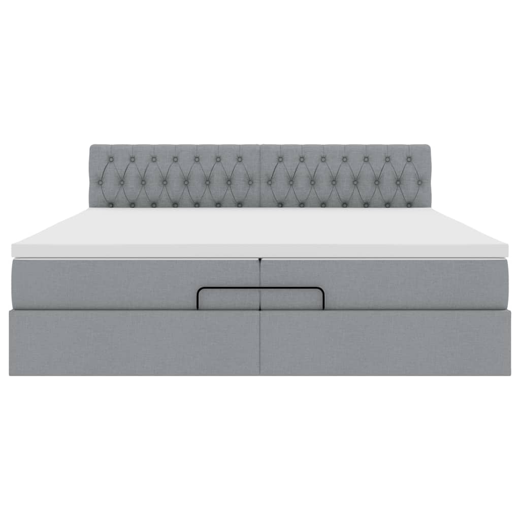 Otomanski krevet s madracem svijetlosivi 200x200 cm tkanine