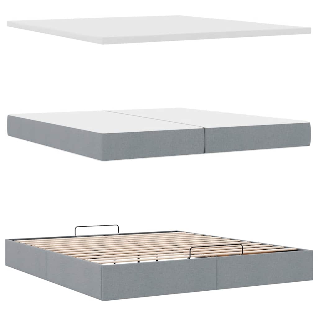 Otomanski krevet s madracem svijetlosivi 200x200 cm tkanine