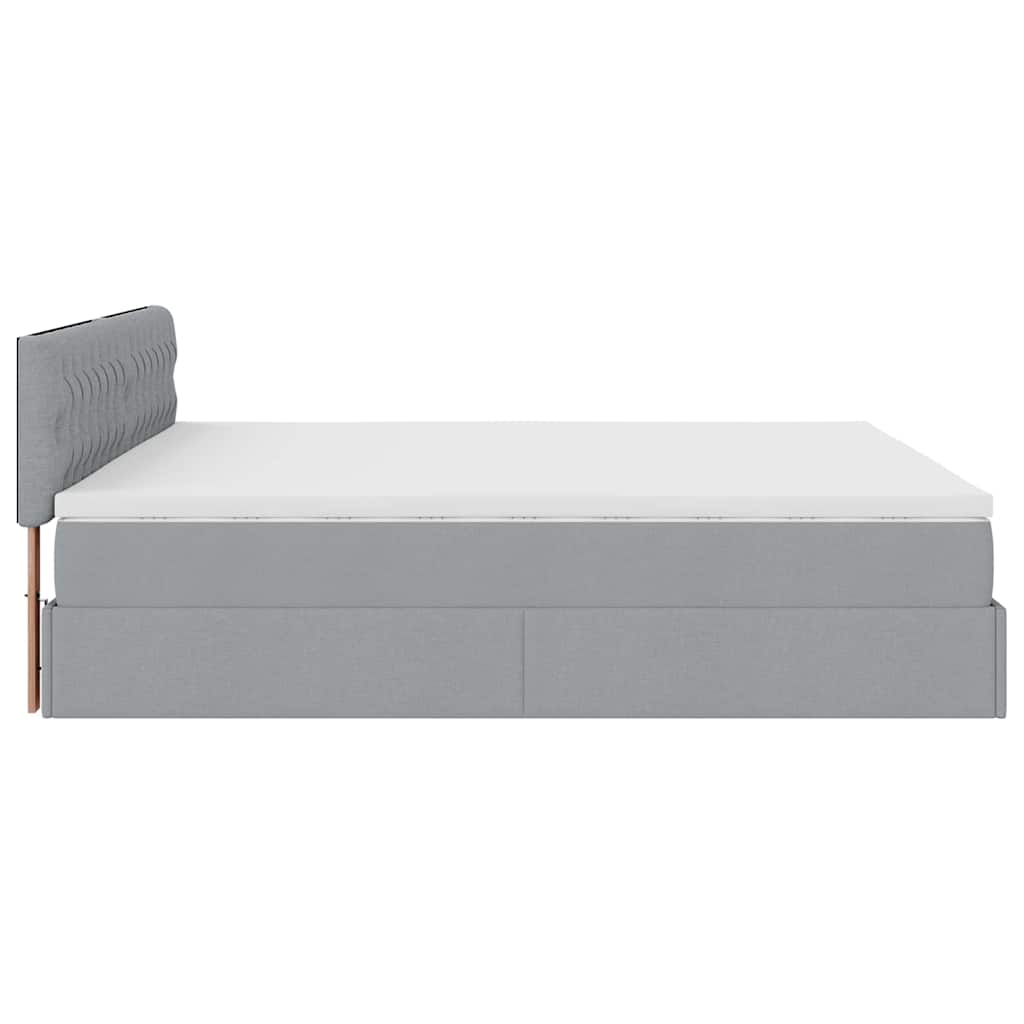 Otomanski krevet s madracem svijetlosivi 200x200 cm tkanine