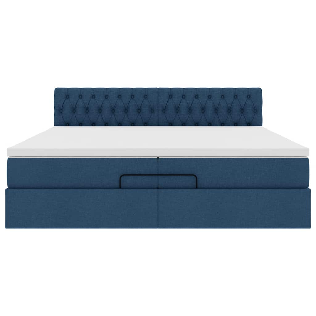 Otomanski krevet s madracem plavi 200x200 cm tkanine
