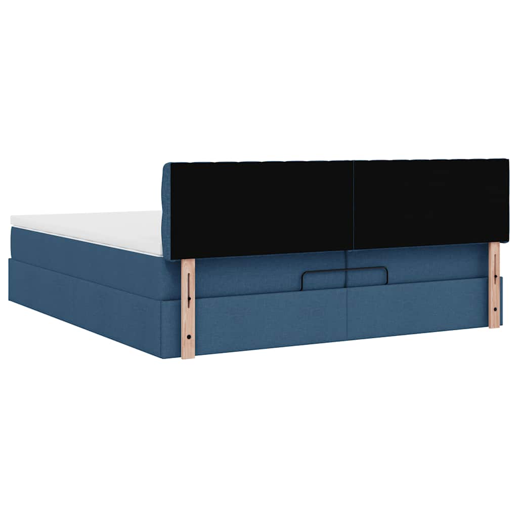 Otomanski krevet s madracem plavi 200x200 cm tkanine