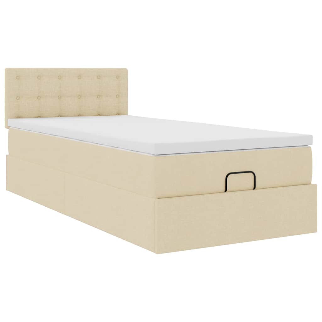 Otomanski okvir kreveta s madraca krem 80x200cm od tkanine