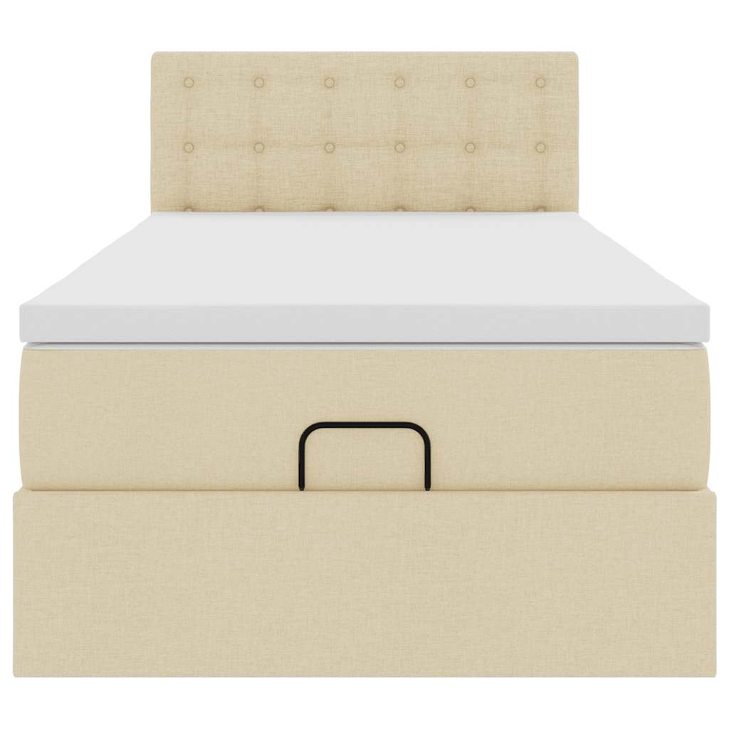 Otomanski okvir kreveta s madraca krem 80x200cm od tkanine