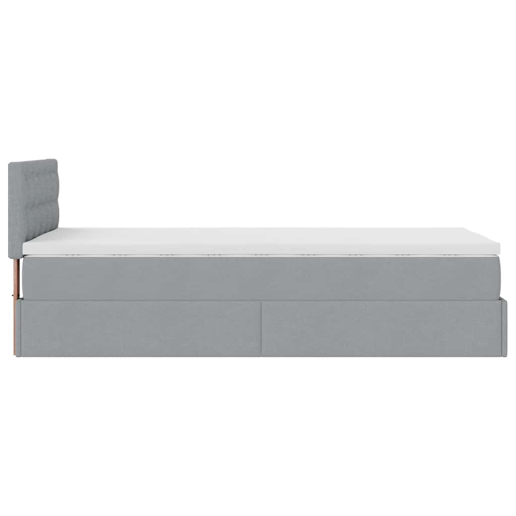 Otomanski krevet s madracem svijetlosivi 90x200 cm tkanine