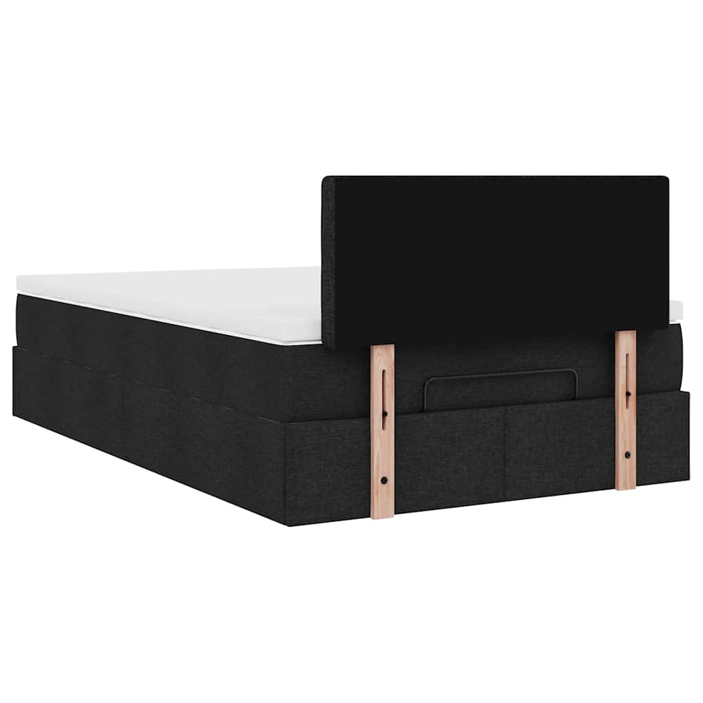 Otomanski krevet s madracem crni 120x190 cm tkanine