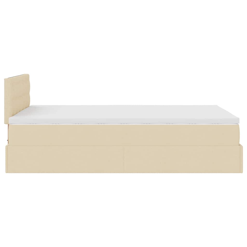 Otomanski okvir kreveta s madraca krem 120x190 cm od tkanine