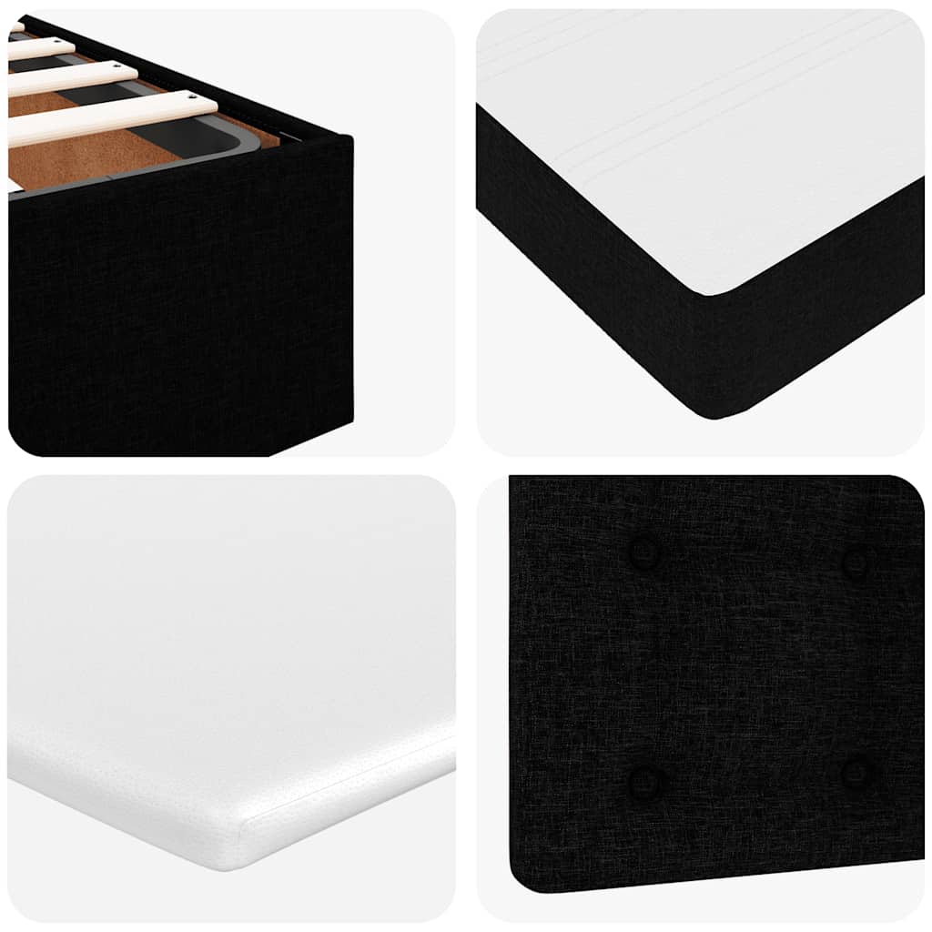 Otomanski krevet s madracem crni 120x200 cm tkanine