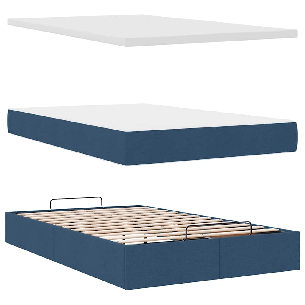 Otomanski krevet s madracem plavi 120x200 cm tkanine