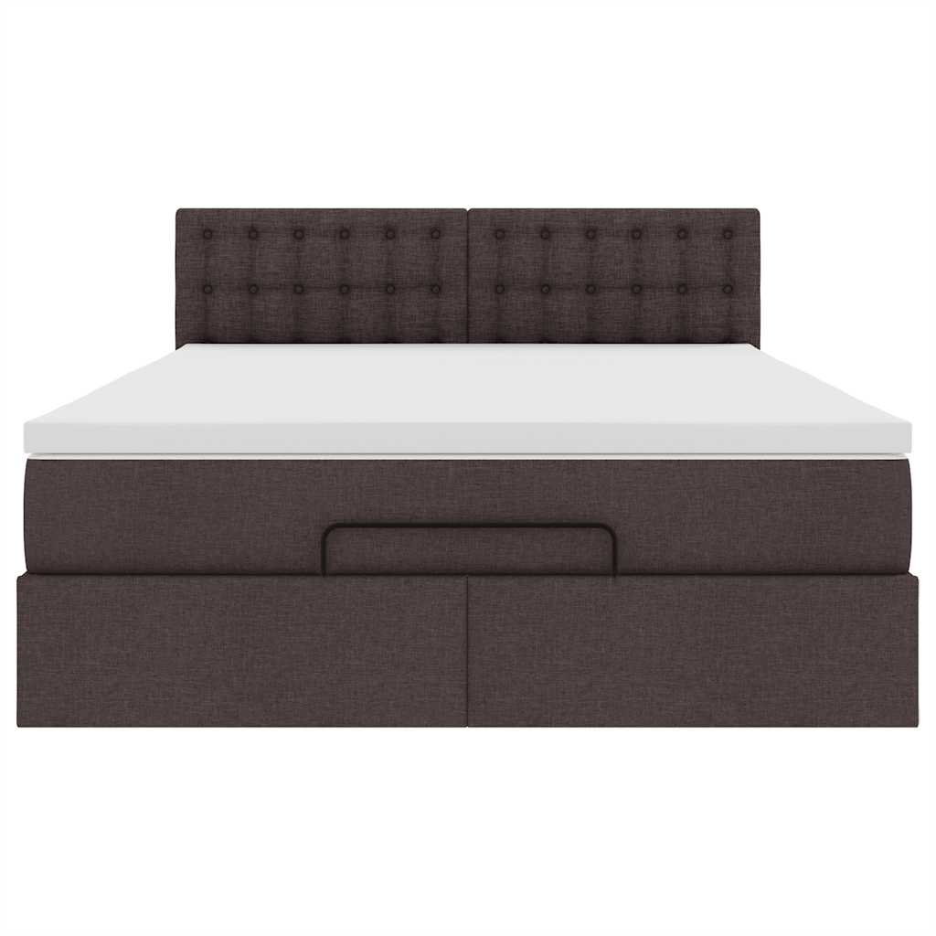 Otomanski krevet s madracem tamnosmeđi 140x190cm od tkanine