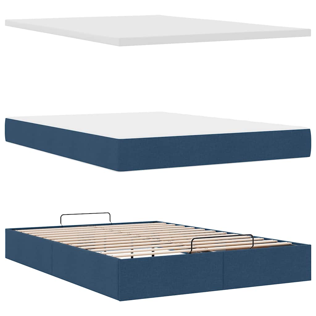Otomanski krevet s madracem plavi 140x190cm od tkanine