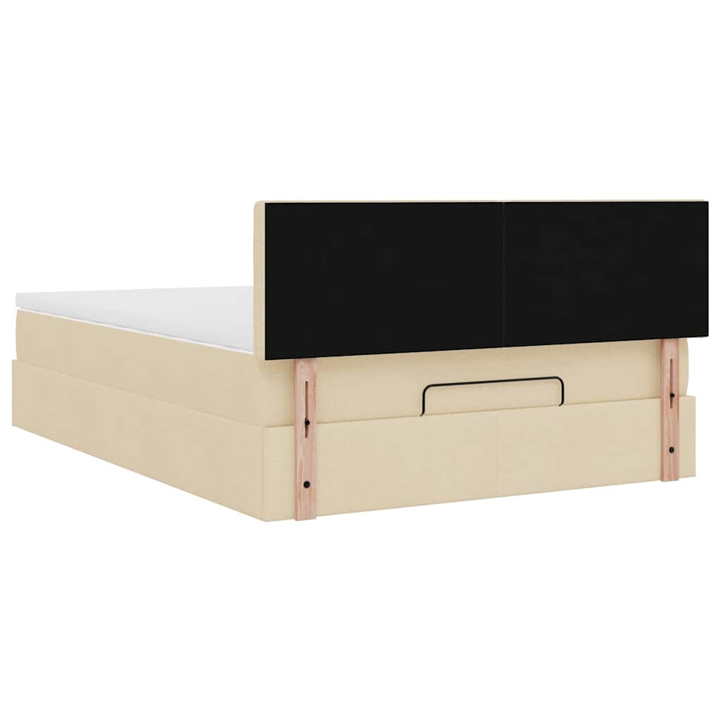 Otomanski krevet s madracem krem 140x200 cm tkanine