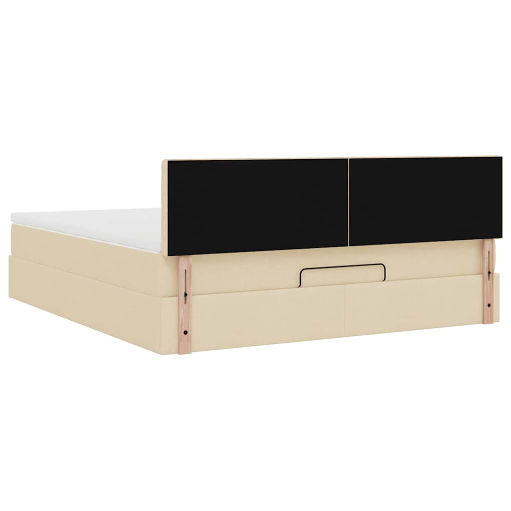 Otomanski krevet s madracem krem 160x200 cm od tkanine