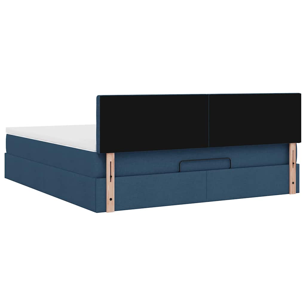 Otomanski krevet s madracem plavi 160x200cm od tkanine