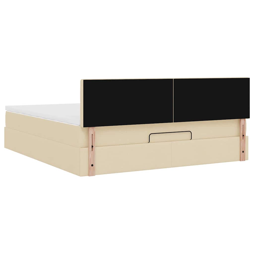 Otomanski krevet s madracem krem 180x200cm od tkanine