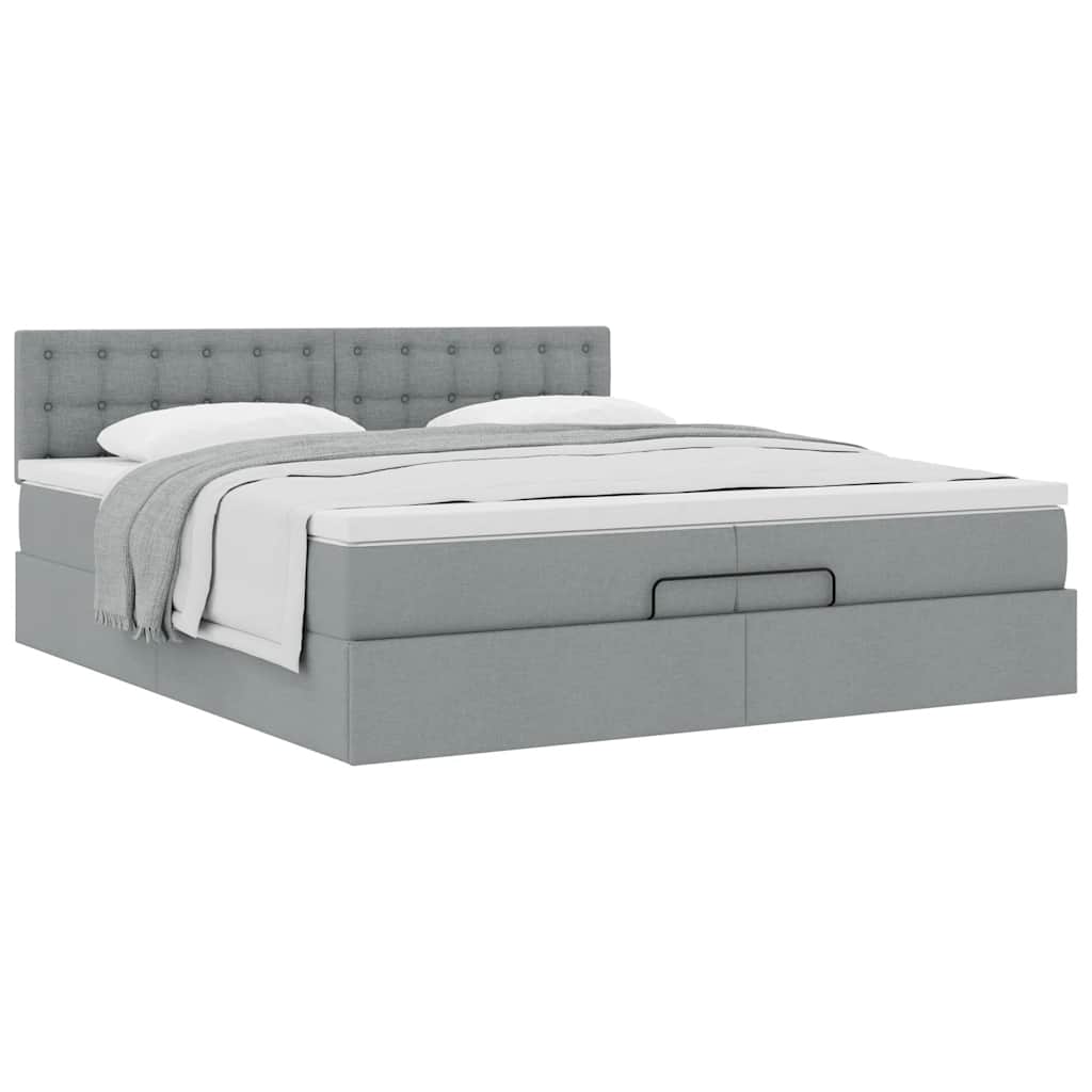 Otomanski krevet s madracem svijetlosivi 200x200 cm tkanine