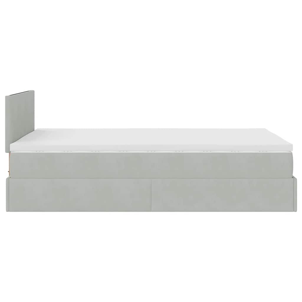 Otomanski krevet s madracem svjetlosivi 120x190 cm baršunasti