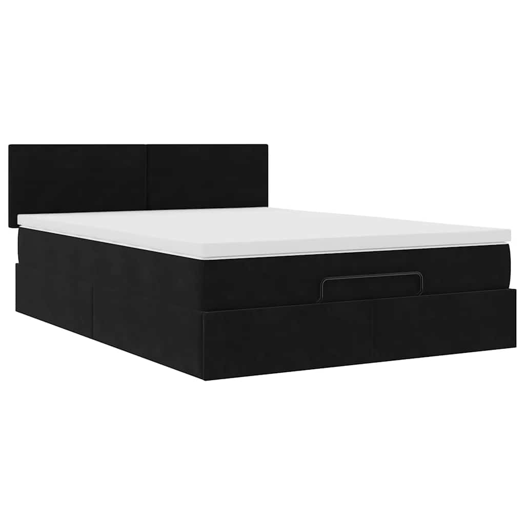 Ottoman krevet s madracem crni 140x200 cm baršun