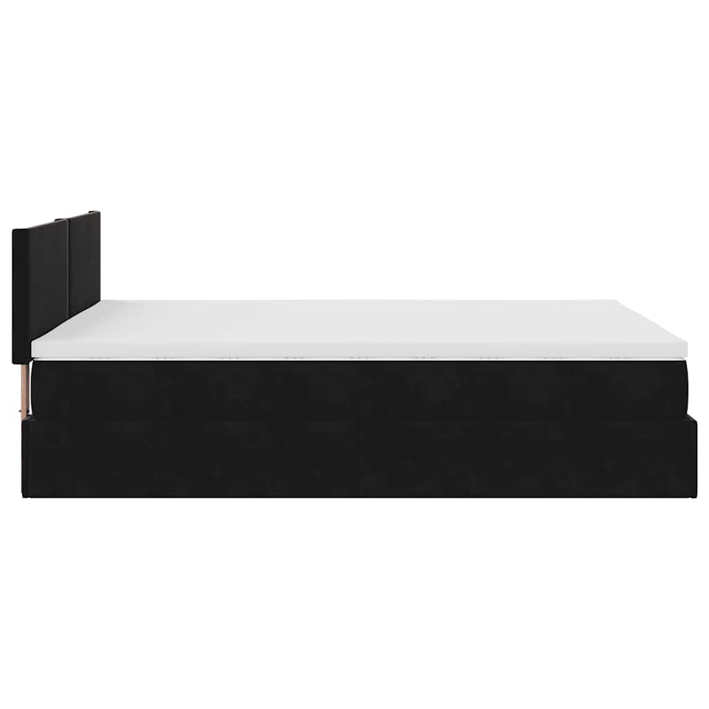 Ottoman krevet s madracem crni 140x200 cm baršun