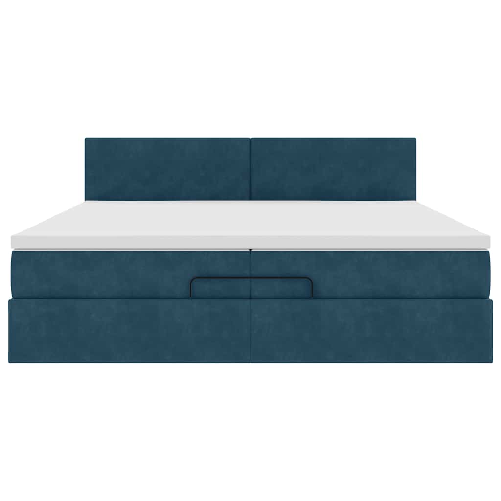 Ottoman krevet s madracem tamnoplavi 200x200 cm baršun