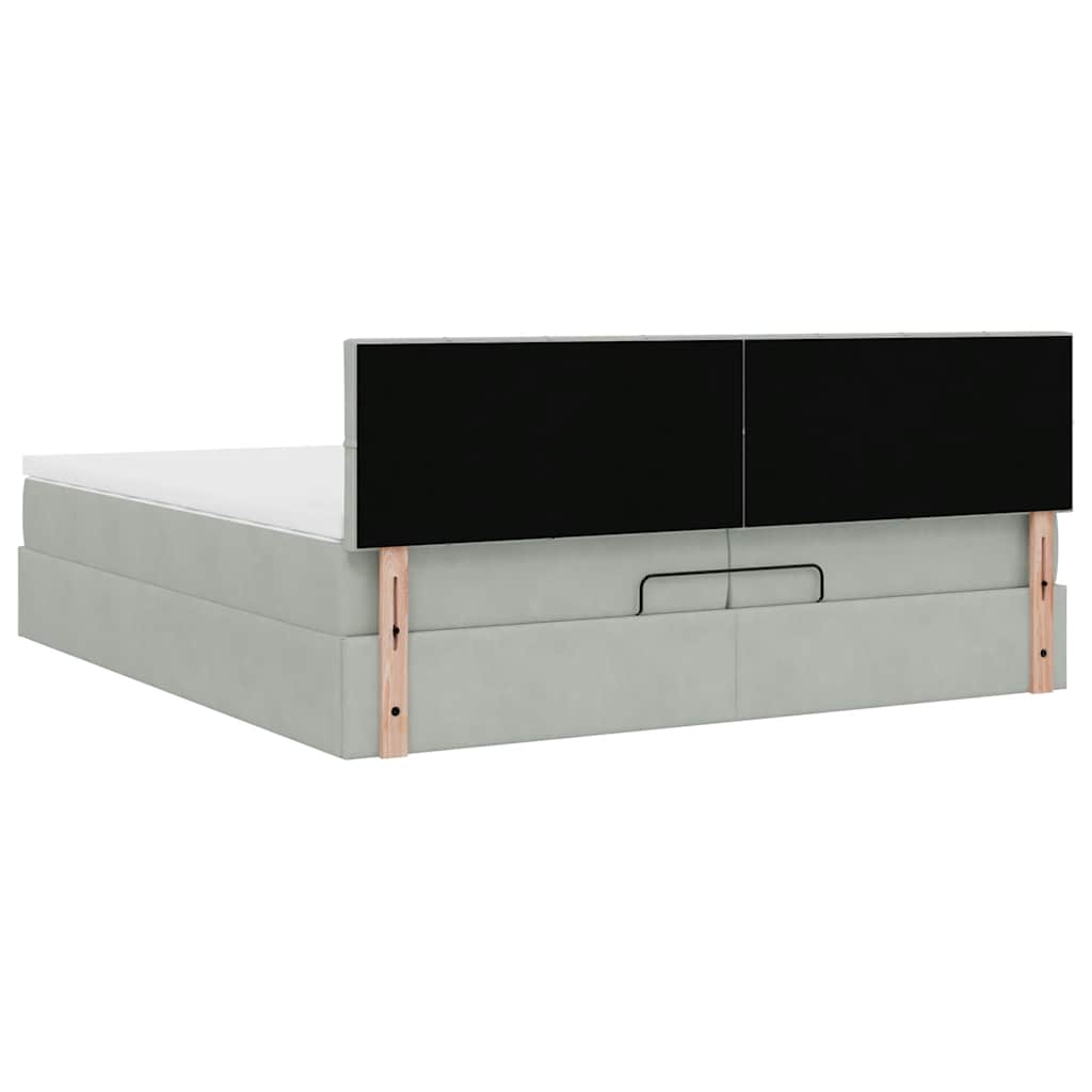 Ottoman krevet s madracem svijetlo sivi 200x200 cm baršun