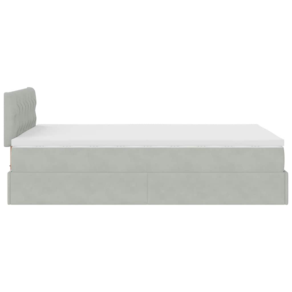 Otomanski krevet s madracem svjetlosivi 120x190 cm baršunasti