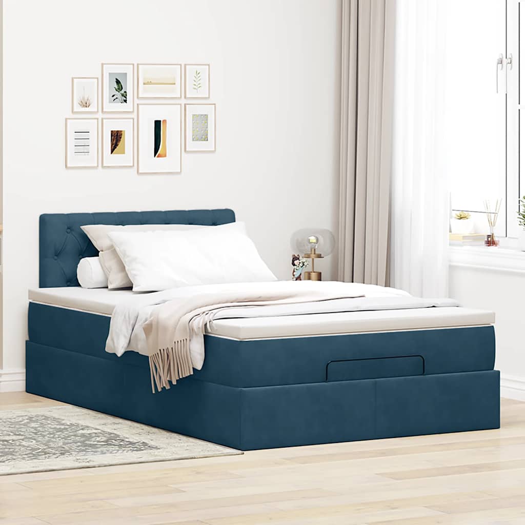Otomanski krevet s madraca tamnoplavi 120x190 cm baršunasti