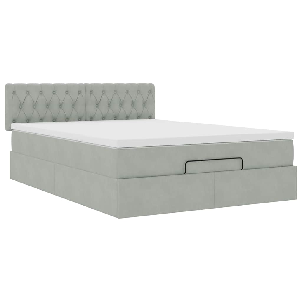 Otomanski krevet s madracem svijetlosivi 140x190 cm baršunasti