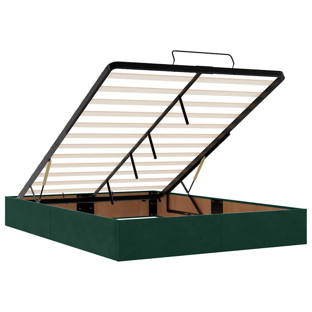 Krevet s madracem, tamnozeleni, 140x190 cm, baršun