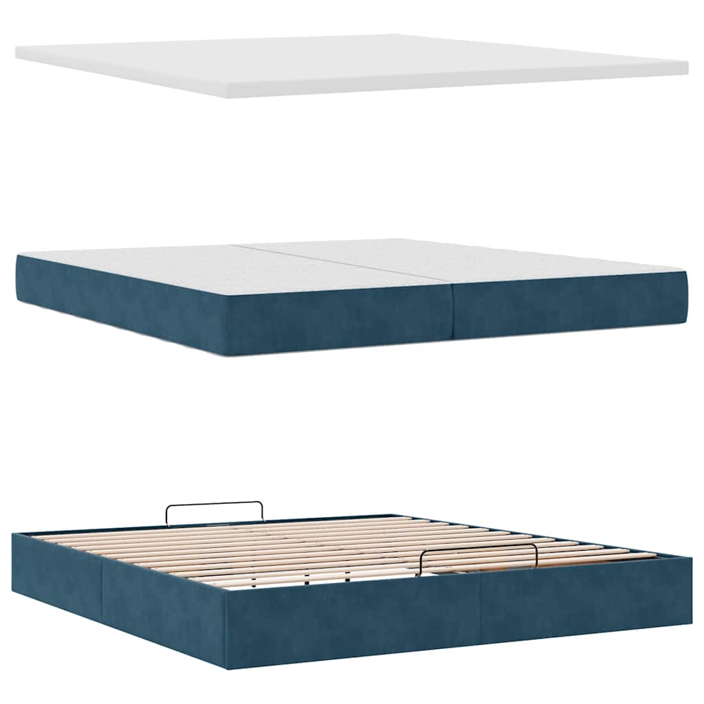 Ottoman krevet s madracem tamnoplavi 200x200 cm baršun