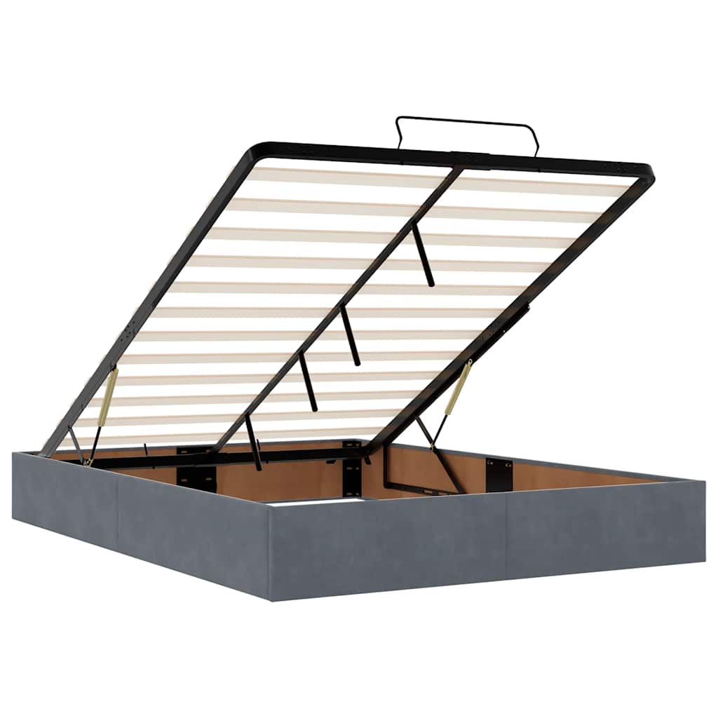 Otomanski krevet s madracem tamnosivi 140x200 cm baršunasti