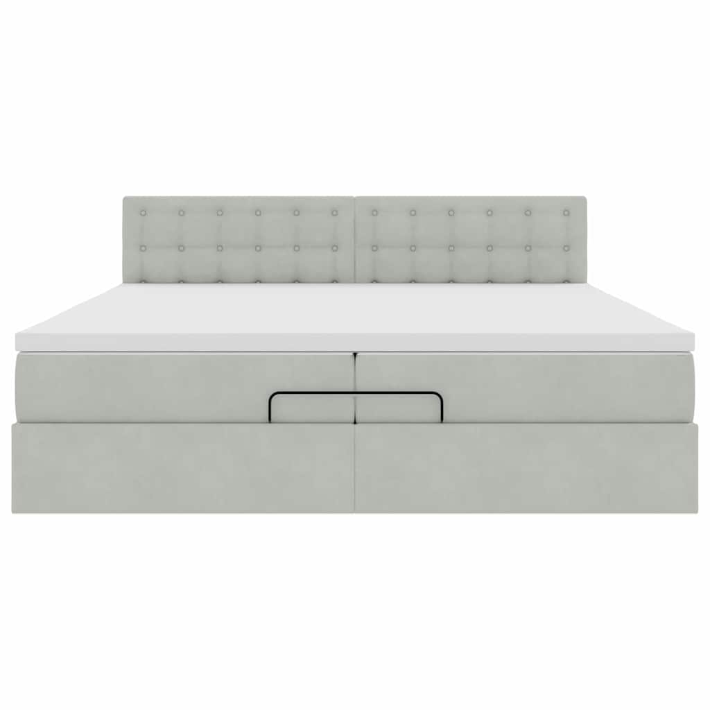 Ottoman krevet s madracem svijetlo sivi 200x200 cm baršun