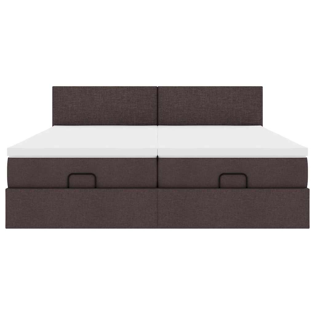Okvir kreveta s madracima tamnosmeđi 180x200cm tkanine