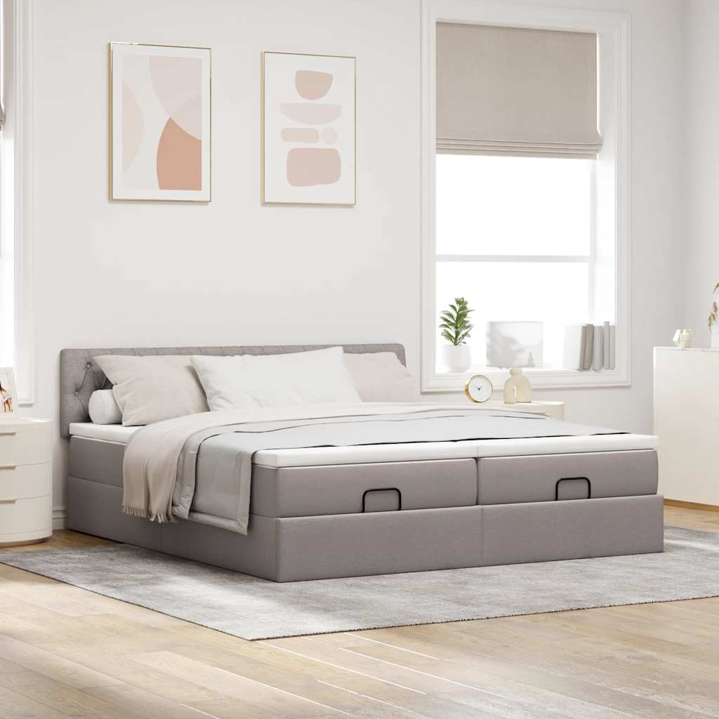 Ottoman krevet s madracima, taupe 160x200 cm, tkanina