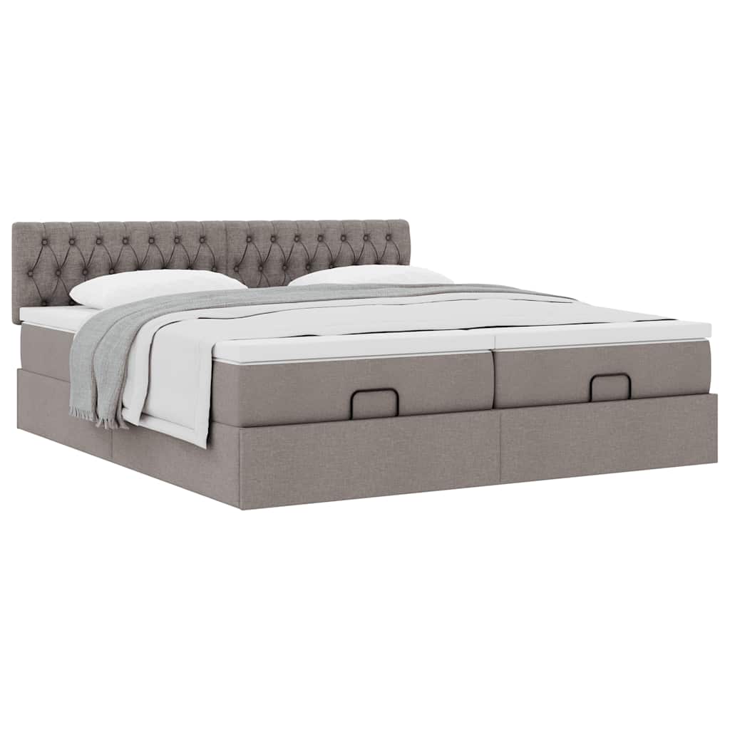 Ottoman krevet s madracima, taupe 160x200 cm, tkanina