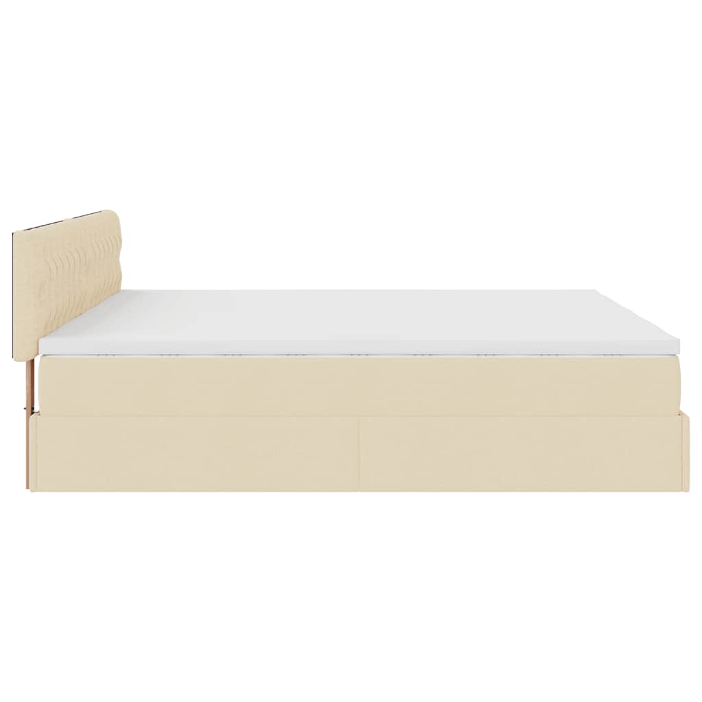 Otomanski okvir kreveta s madracima krem 200x200cm od tkanine