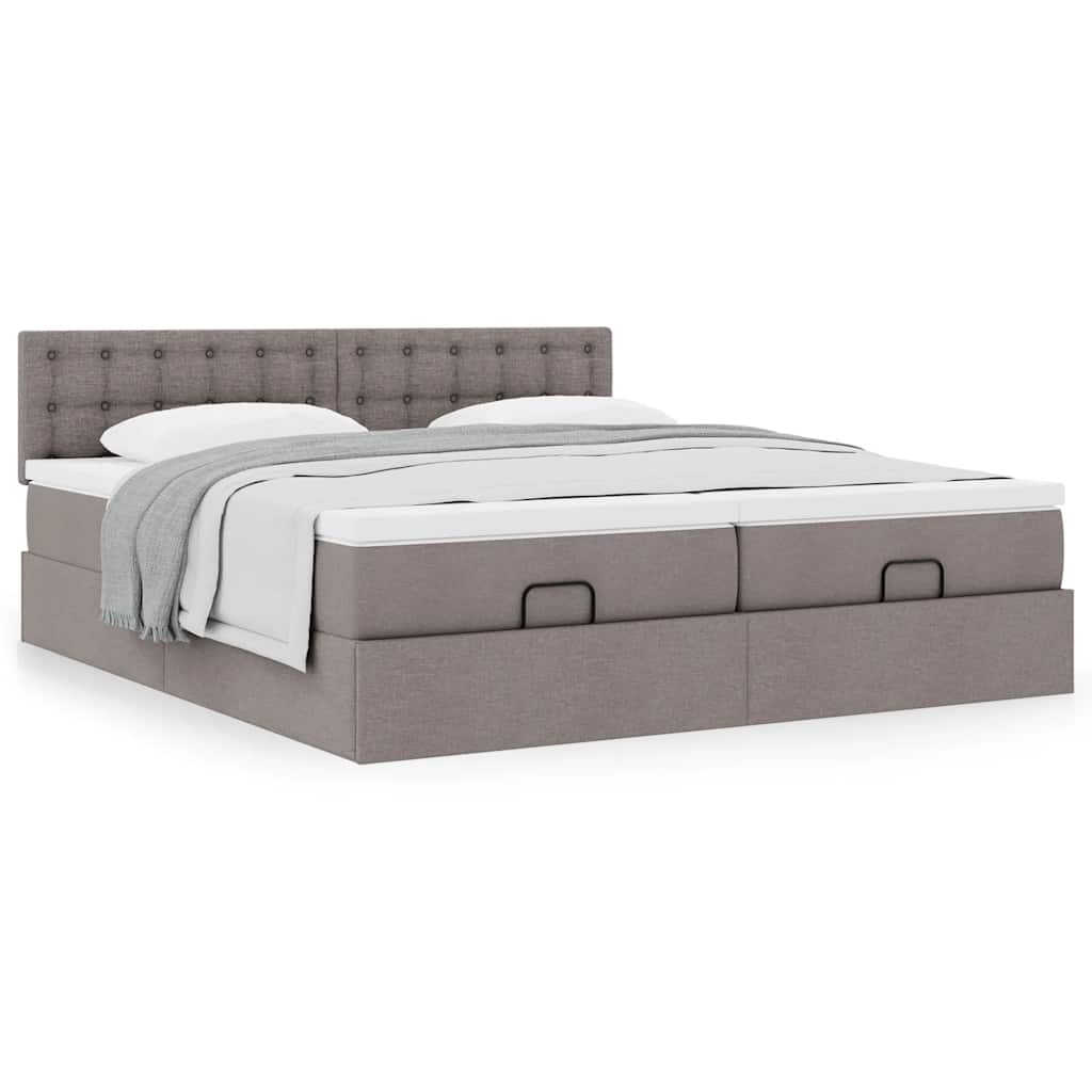 Ottoman krevet s madracima, taupe 160x200 cm, tkanina