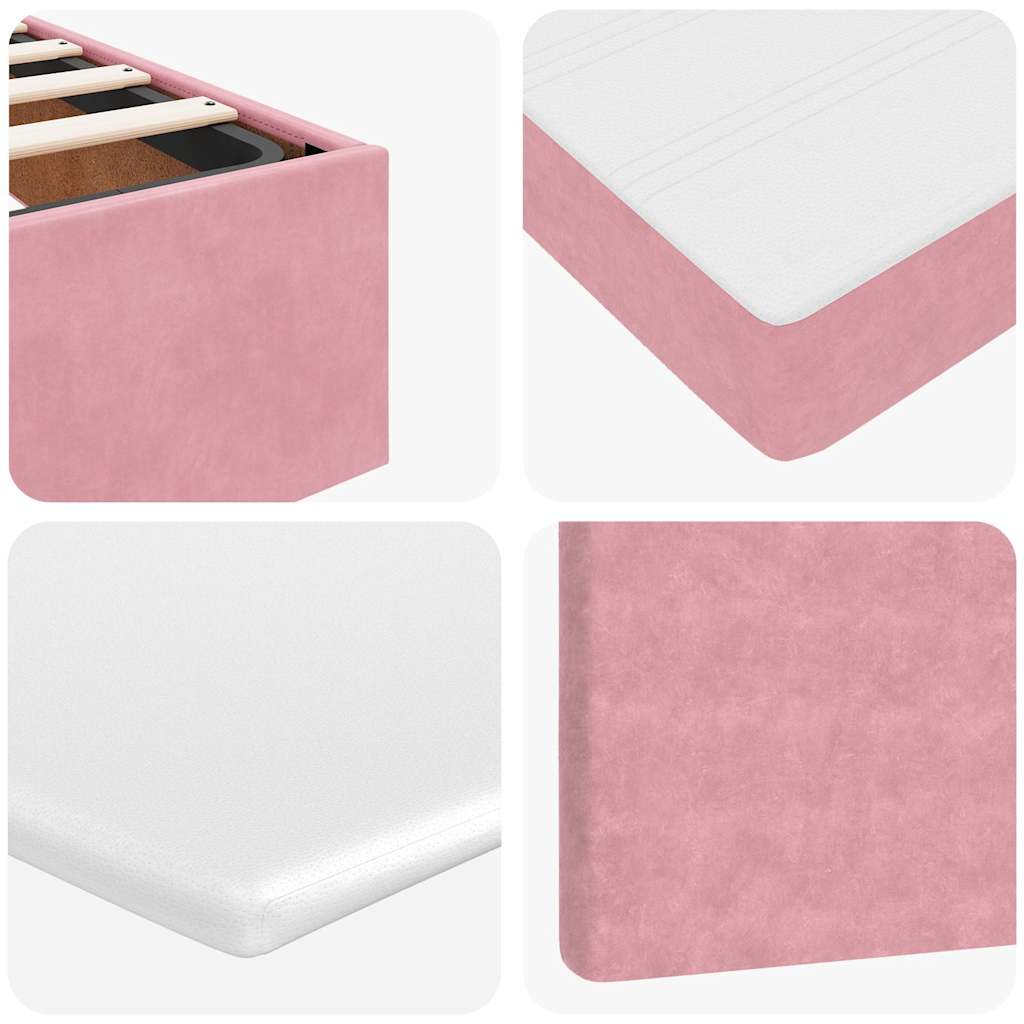 Okvir kreveta s madracima ružičasti 200x200cm baršunasti