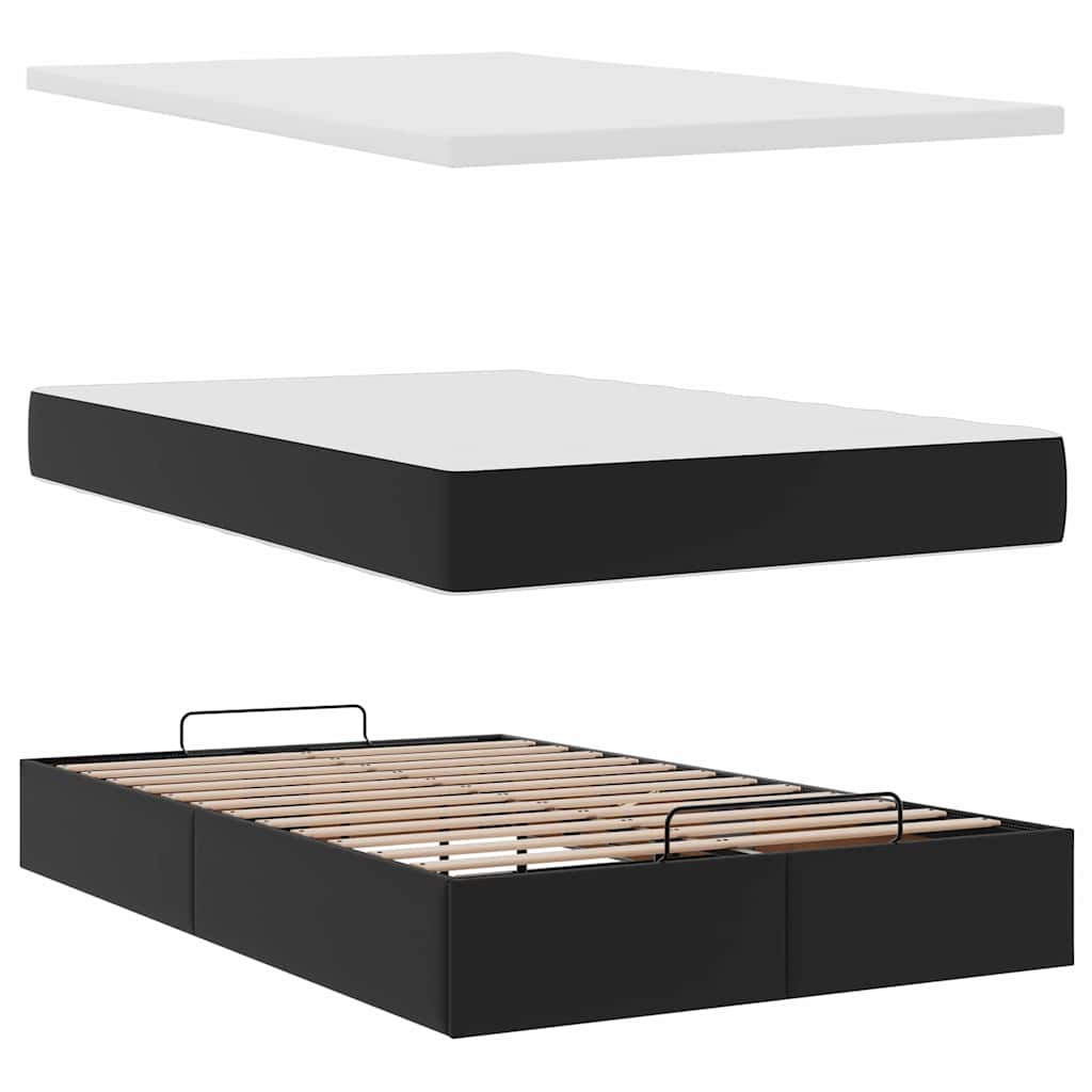 Otomanski krevet s madracima i LED crni 120x190cm umjetna koža
