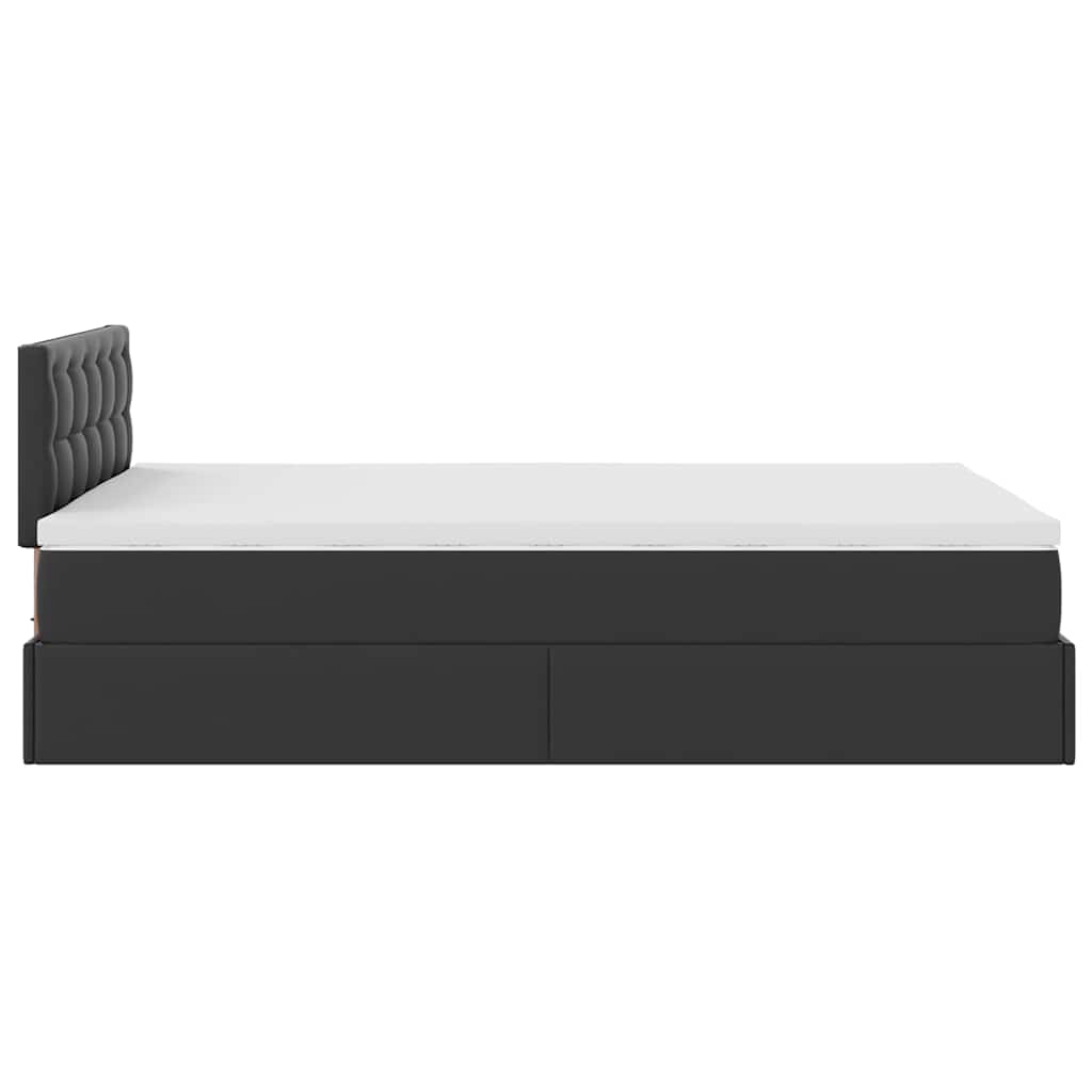 Otomanski krevet s madracima i LED crni 120x190cm umjetna koža