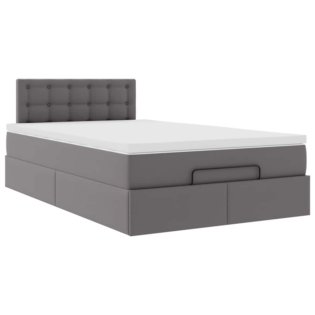 Otomanski krevet s madracima i LED sivi 120x190cm umjetna koža