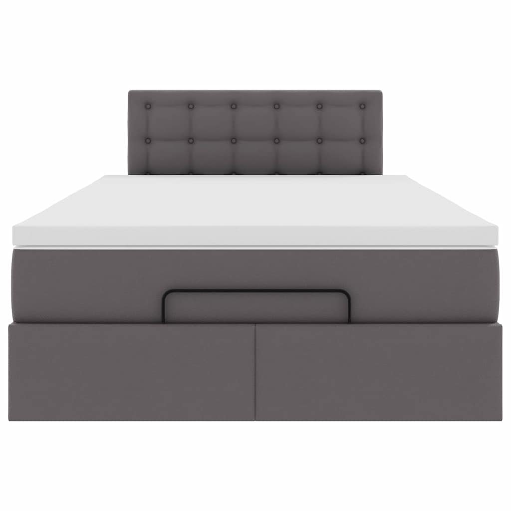 Otomanski krevet s madracima i LED sivi 120x190cm umjetna koža