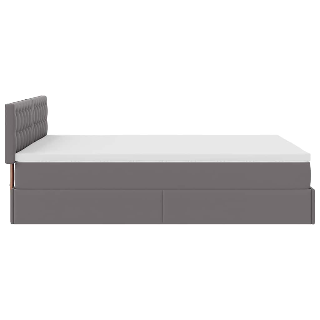 Otomanski krevet s madracima i LED sivi 140x190cm umjetna koža